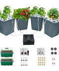 4 Bucket Hydroponics Kit With Air Pump And Germination Tray, DWC System For Indoor Plant Growing, Perfect For Herbs Tomatoes And Veggies