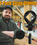 Man in workshop with Beefy 13 Ft Woodworking Belt Band Clamps With Quick Release For Glue Ups And Picture Frames, 4 Pack.