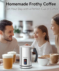 Electric Milk Frother For Home Coffee Barista-Quality Foam In Seconds Hot Or Cold Stainless Steel Warmer With Strix Temperature Controls One Whisk Powers All Functions And Delivers Lattes Cappuccinos Macchiatos And More on a kitchen counter