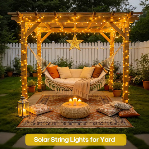 2 Pack Solar String Lights Outdoor Waterproof 400 LED 151 Ft Total Warm White 8 Modes Solar Powered Xmas Lights for patio