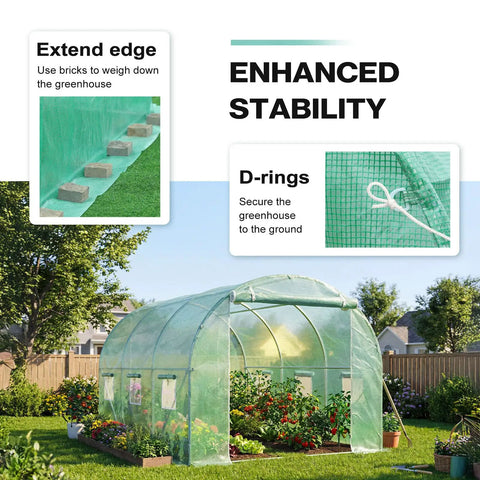 Replacement Greenhouse Cover For 10 Foot By 7 Foot By 7 Foot Large Walk In Tunnel Outdoor Plant Growing Greenhouse Spare Parts Cover Durable Waterproof UV Resistant PE Shield For Seasonal Use