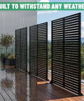 Weatherproof Metal Privacy Screen Panels For Outdoor Balconies Patios And Pools Black Louvered Design Built To Last