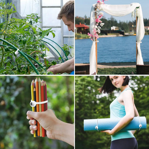 Three Size Ball Bungee Cords Set With 30 Pieces for tarps, canopies, garden hoses, yoga mat, and tent decoration use.