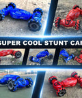 Gesture Sensing RC Stunt Car With Lights And Music, 360 Degree Spins And All Terrain Capabilities, multiple angles, red and blue models.