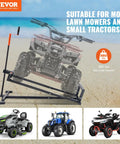 Beefy 880 LB Ride On Lawn Mower Lift Jack With Telescoping Lift Crank Handle and Power Tool Handle in use lifting ATV