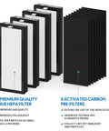 4 Pack 8000 Elite Pro Replacement Filters For 8000 Series Air Purifiers with HEPA and 8 carbon pre filters.