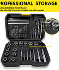 26 Piece Bolt And Screw Extractor Set With Hex Adapters And HSS Drill Bits Heavy Duty Easy Out Kit in blow molded case
