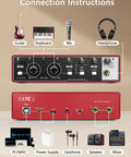 Beginner USB Audio Interface With 24Bit 192kHz Studio Grade Sound 48V Phantom Power Plug And Play No Fuss For Podcast Vocals
