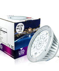 Waterproof 12V RGBW LED Pool Light Bulb For Inground Pools Dope Color Changing With Universal 12V Compatibility E26 And E27 Replacement Fits Most Pool Light Fixtures next to packaging