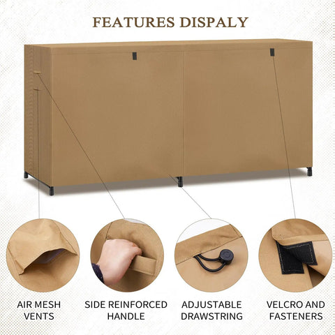 Heavy Duty All Weather 8Ft Firewood Rack Cover Waterproof Outdoor Storage 600D Oxford With PVC PU Coating Universal Fit