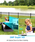 WiFi Outdoor Security Camera 1080P With 2.4GHz And 5GHz, 4X Optical Zoom showing child playing in garden for enhanced visibility