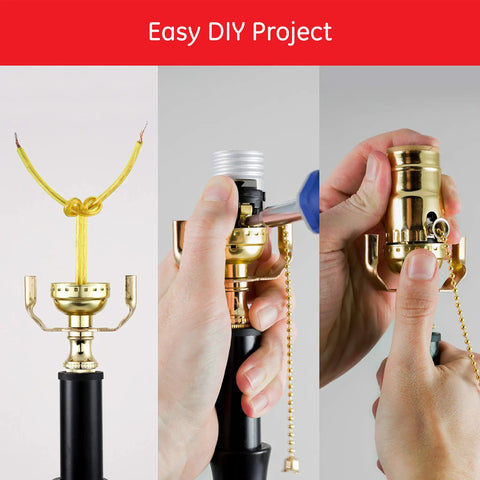Push On Off Lamp Socket With Medium Base For Floor And Table Lamps Brushed Gold UL Listed Slick DIY Lighting Upgrade
