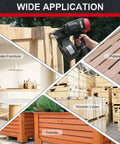 Pro Grade Pneumatic Coil Pallet Nailer shooting nails into wooden pallets for frames and furniture projects.
