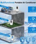Portable Evaporative Cooler With Remote And Timer 60W Quiet 4 In 1 Swamp Cooler showing multifunctional uses and 60W power