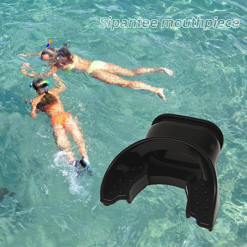 Black Silicone Scuba Mouthpiece For Snorkel Gear And Regulator Ties, Ideal For Diving And Snorkeling shown with swimmers