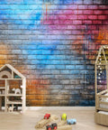 Peel And Stick Graffiti Wallpaper Roll 144 Inch Wide By 100 Inch High Self Adhesive Colorful Wall Mural For Living Room Decor Easy To Align With Lined Panels And Four Tenths Inch Overlap