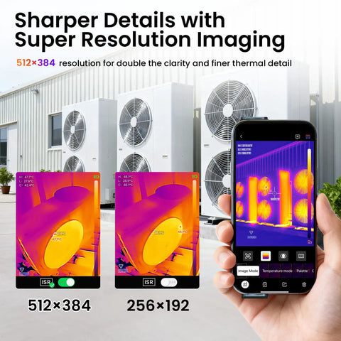 Wireless Thermal Imaging Camera For Android And iOS Smartphones With 512x384 Super Resolution And 256x192 IR Vision display