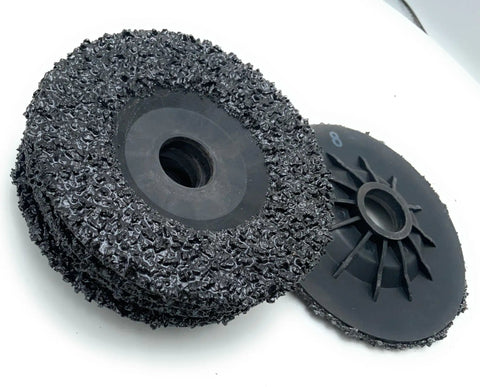 Front and side view of 5 Pack SiC Plastic Back Grinding Wheel 4.5 Inch 8 Grit For Granite Marble Concrete And Glass Dry Cutting