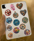 Dope Steampunk Gear Sticker Set 50pc For Journaling And Scrapbooking, Vintage Clockwork Gears And Resin Elements on tablet