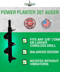 Flower Planting Auger and Grass Plug Tool for Easy Garden Digging, 2x7 inch auger drill bit with non-slip hex drive