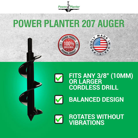 Flower Planting Auger and Grass Plug Tool for Easy Garden Digging, 2x7 inch auger drill bit with non-slip hex drive