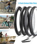 2 Pack Cruiser Bike Tire Set With Folding 26x2.125 Inch Tires Inner Tubes And Tire Levers Replacement Kit For Beach Cruiser Bicycle White Wall