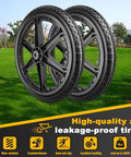 20 Inch Flat Free Wheel Set For Wheelbarrows, Heavy Duty 600Lb Capacity, Direct Replacement For 20 Inch Cart Wheels shown on grass
