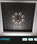 Decorative Ceiling Tile 2x2 Glue Up or Lay In 24x24 Pack of 12 Black Spanish Floral Drop Ceiling Grid PVC Lightweight