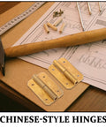 Brass Hinges For Wooden Boxes And Furniture Self Closing Cabinet Hardware Kit With Retro Style shown with assembly tools