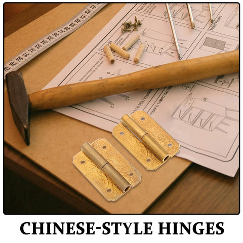 Brass Hinges For Wooden Boxes And Furniture Self Closing Cabinet Hardware Kit With Retro Style shown with assembly tools