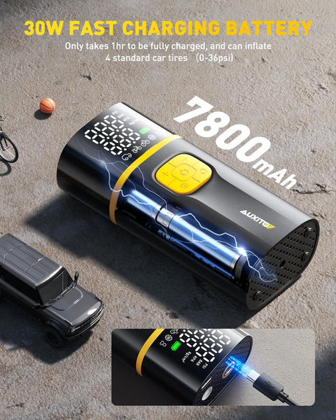 Dual Cylinder Portable Tire Inflator With Digital Gauge 150 PSI 100W 12V DC Car SUV Truck Bike Motorcycle Pump