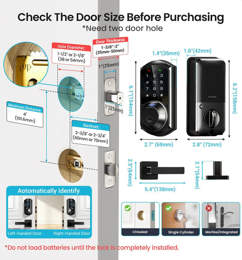Slick Fingerprint Smart Lock With Heavy Duty Zinc Alloy Handles And Auto Lock App Control Delivering Hassle Free Zero Key Stress Matte Black Finish That Brings Top Shelf Security Straight To Your Door