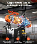 Dual Speed G100 Chain Electric Hoist Lifter With 2200 Lbs Capacity 20 Ft Lift Height 120V 60Hz Single Phase Overhead Crane