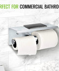 Sturdy Dual Roll Toilet Paper Holder With Shelf Wall Mount In Brushed Stainless Steel No Fuss Bathroom Dispenser With Phone Shelf