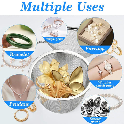 Heavy Lifting 304 Stainless Steel Ultrasonic Cleaner Basket Kit Packs Six Slick Mesh Trays for jewelry and watch parts.
