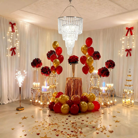 Four Tier Large Wedding Chandelier With Faux Crystal Iridescent Beaded Swag, 24 Inch Wide By 36 Inch Long over festive decor