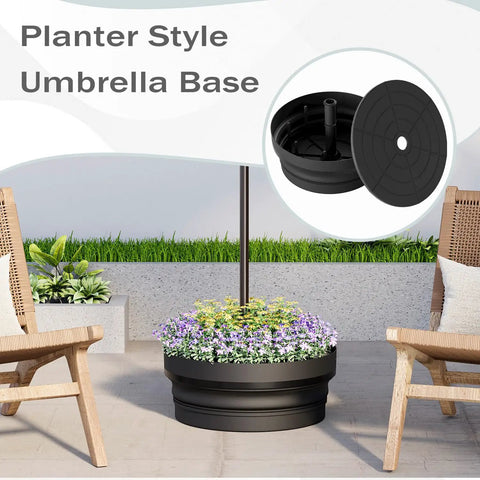 Planter style Beefy Heavy Duty Outdoor Umbrella Base Foldable Fillable With Sand Or Water Up To 110 Lbs adjustable fit