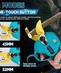 Hella Durable Brushless Pole Pruner With 8Ft Extension Slick 1.2 Inch Cutting Action For No Sweat Tree Trimming Smooth operation mode adjustment with one-touch button.
