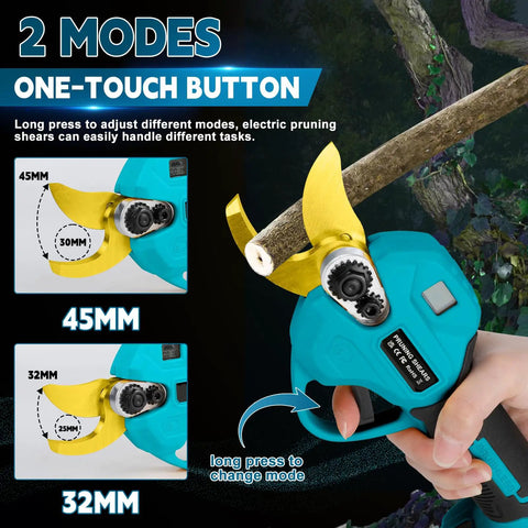 Hella Durable Brushless Pole Pruner With 8Ft Extension Slick 1.2 Inch Cutting Action For No Sweat Tree Trimming Smooth operation mode adjustment with one-touch button.