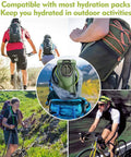 Collage of hikers and cyclists using 2L Hydration Bladder For Hiking Backpacks And Running Gear BPA Free Leak Proof Water Reservoir