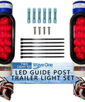 Boat Trailer Guide Post LED Pole Light Set IP67 Waterproof 12V Sealed Submersible Tail Lights For 2 Inch Posts DOT SAE Approved Two Piece Kit Built For Saltwater Durability And Easy Mount