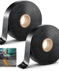 2 Rolls Asphalt Crack Filler Tape Peel And Stick Self Adhesive Driveway Repair Strip Waterproof 1.18 Inch Wide 50 Feet Long next to a heating tool.