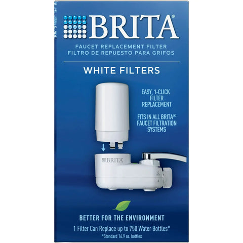 On Tap Filtration System Replacement Filter White For Faucet, Easy Install Water Filter Cartridge, product packaging image.