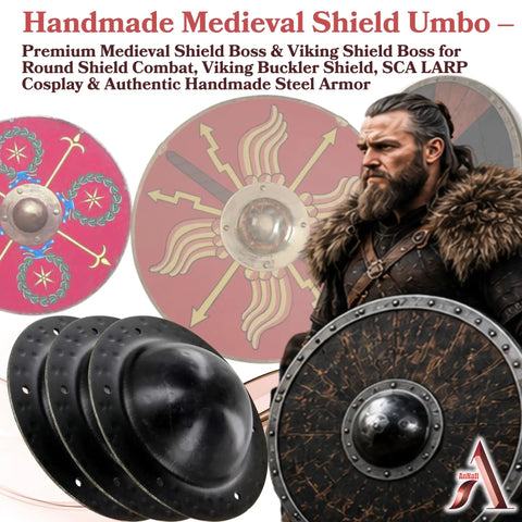 Hand Forged Iron Shield Boss Umbo For Close Combat Grade Medieval Shield Mount Eight Inch Functional Hema Hammered Look