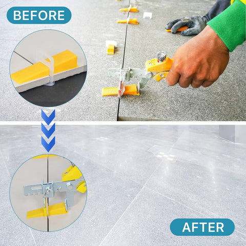 All In One Tile Leveling System With Pliers And Spacers Kit Including 600 Clips 200 Reusable Wedges And 1 Rubber Mallet Stone Tile Tools Set