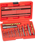 Heavy Duty Screw Extractor Set 37 Piece Cr-Mo and 6542 HSS Cobalt Left Hand Drill Bits in red case for broken fasteners