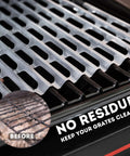 Disposable Aluminum Grill Liners And Grill Toppers For Easy Cleanup And Grate Protection on a grill with 'No Residue' text