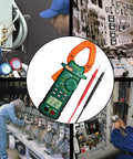 Digital Clamp Meter 2000 Counts With Storage Bag Pro Grade Multimeter used in various professional settings for electrical testing