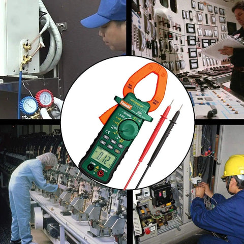 Digital Clamp Meter 2000 Counts With Storage Bag Pro Grade Multimeter used in various professional settings for electrical testing