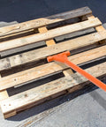 48 Inch Wrecking Bar With Dual Tines, Heavy Duty Pallet Buster With Steel Handle For Fast Deck Removal, Nails, Drywall, Flooring, And Siding Demolition, Renovation And Construction Made Easy used on wooden pallet